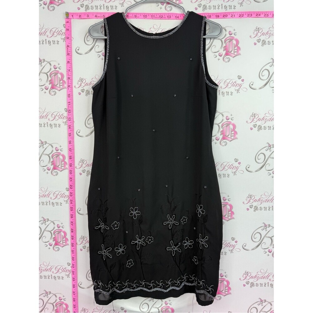 Jeremy Scott vintage dress beaded Black Sleeveless Embroidered Shift Dress